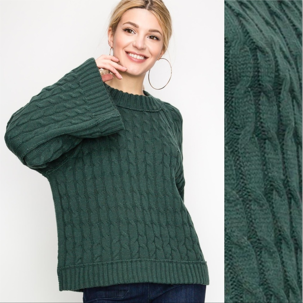 "ALESSIA" Forest Green Knit Sweater - Picture 2 of 4